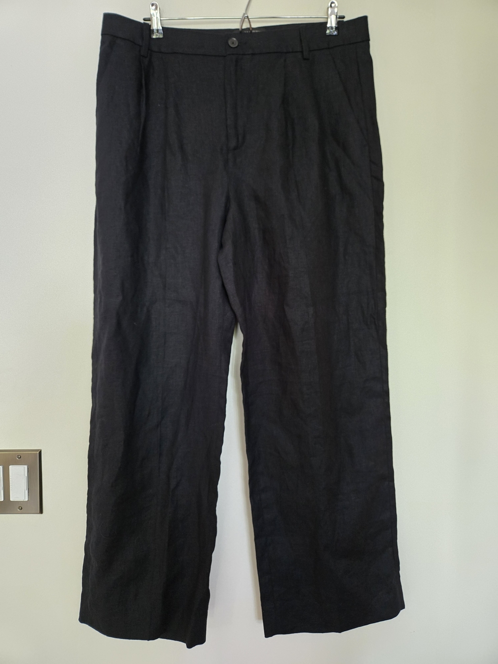 Banana Republic Black Wide-Leg Linen Blend Dress Pants